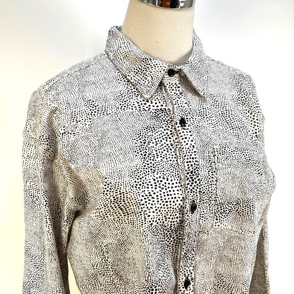 GRLFRND Christy Jacket Stretch Denim Crop Top Animal Attraction White Black - Picture 2 of 11